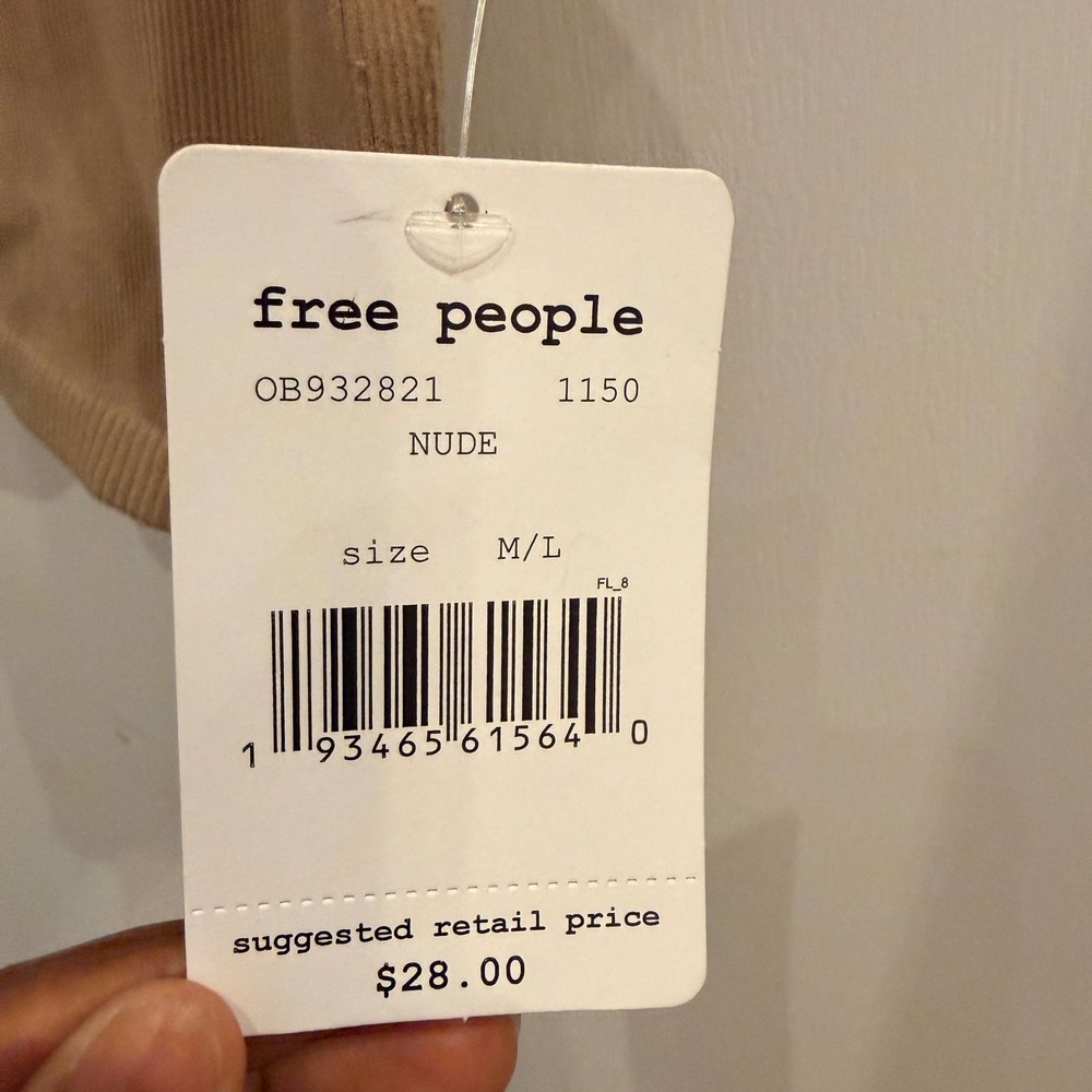Free People Intimately Ali V-Neck Crop Top Nude Ribbed Boho Seamless Bralette - Picture 4 of 4